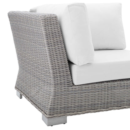 Conway Sunbrella Outdoor Patio Wicker Rattan Corner Chair in Light Gray White by Modway (3970)