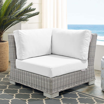 Conway Sunbrella Outdoor Patio Wicker Rattan Corner Chair in Light Gray White by Modway (3970)