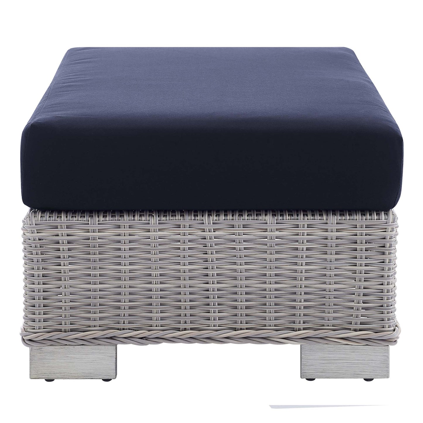 Conway Sunbrella Outdoor Patio Wicker Rattan Ottoman in Light Gray Navy by Modway (3971)