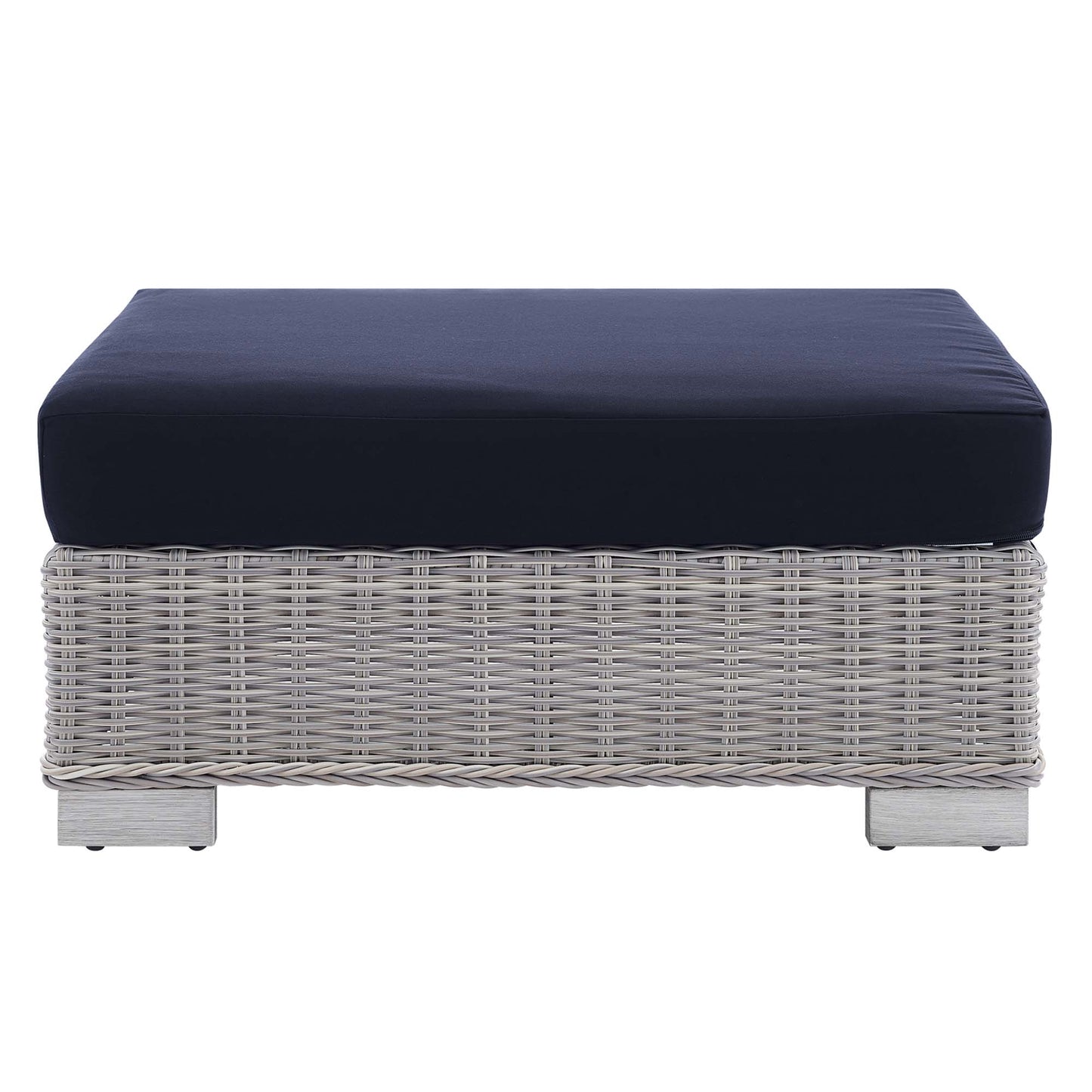 Conway Sunbrella Outdoor Patio Wicker Rattan Ottoman in Light Gray Navy by Modway (3971)