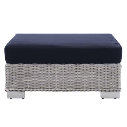 Conway Sunbrella Outdoor Patio Wicker Rattan Ottoman in Light Gray Navy by Modway (3971)
