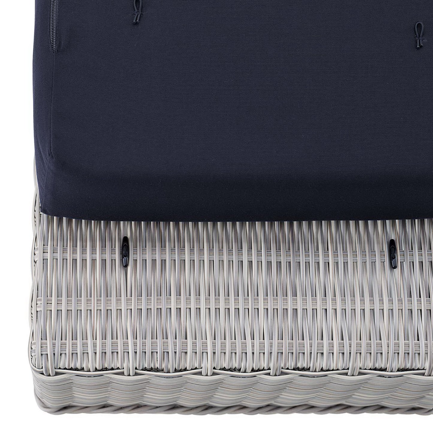 Conway Sunbrella Outdoor Patio Wicker Rattan Ottoman in Light Gray Navy by Modway (3971)