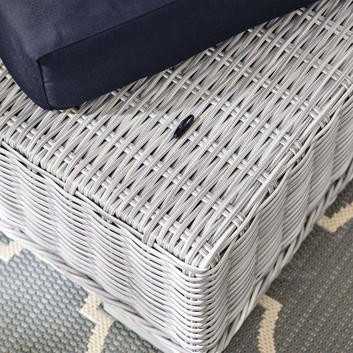 Conway Sunbrella Outdoor Patio Wicker Rattan Ottoman in Light Gray Navy by Modway (3971)