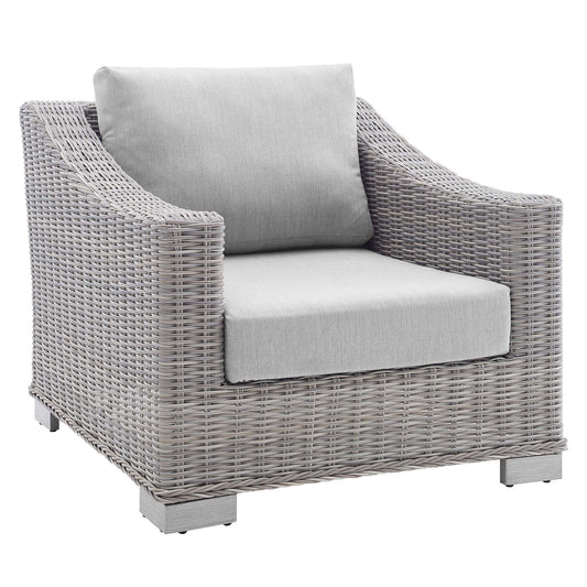 Conway Sunbrella Outdoor Patio Wicker Rattan Armchair in Light Gray Gray by Modway (3972)