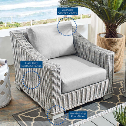 Conway Sunbrella Outdoor Patio Wicker Rattan Armchair in Light Gray Gray by Modway (3972)