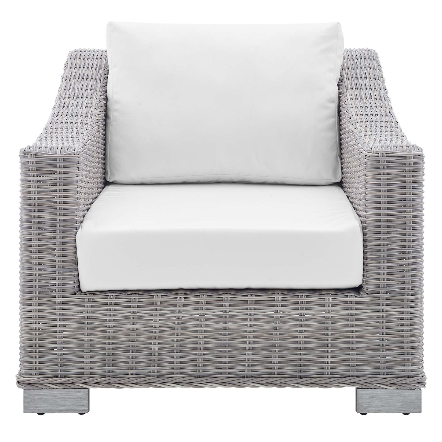 Conway Sunbrella Outdoor Patio Wicker Rattan Armchair in Light Gray White by Modway (3972)