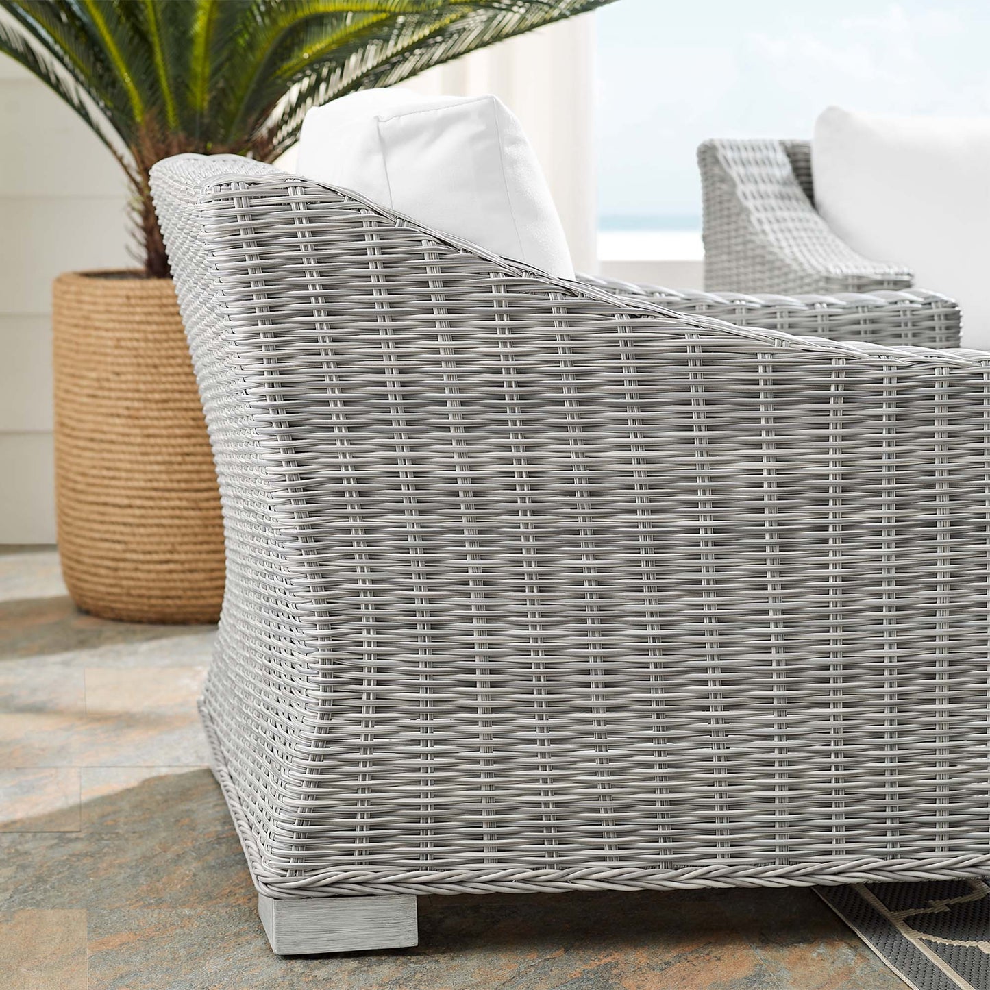 Conway Sunbrella Outdoor Patio Wicker Rattan Armchair in Light Gray White by Modway (3972)