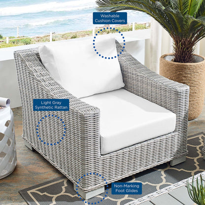 Conway Sunbrella Outdoor Patio Wicker Rattan Armchair in Light Gray White by Modway (3972)