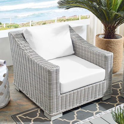 Conway Sunbrella Outdoor Patio Wicker Rattan Armchair in Light Gray White by Modway (3972)