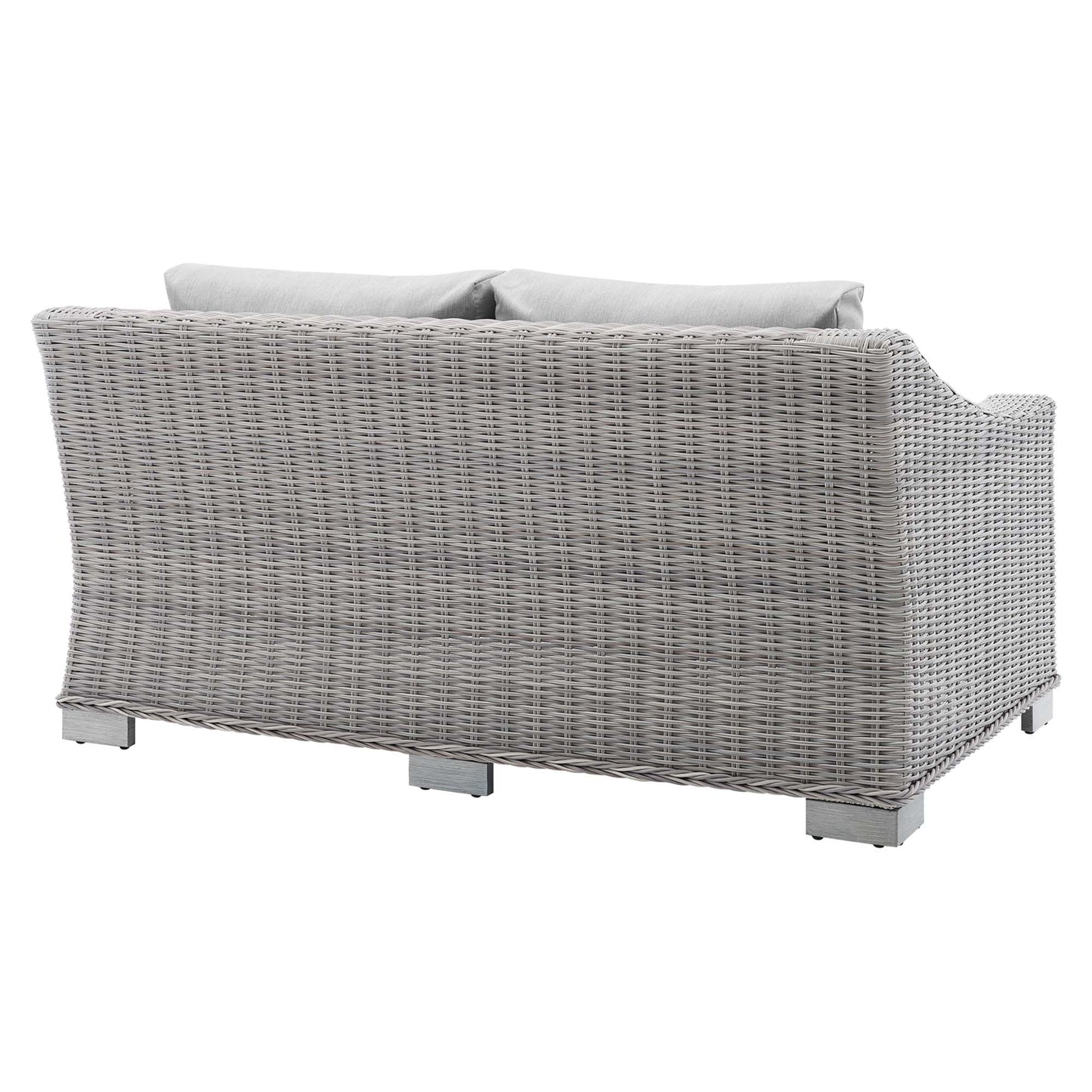 Conway Sunbrella Outdoor Patio Wicker Rattan Loveseat in Light Gray Gray by Modway (3973)