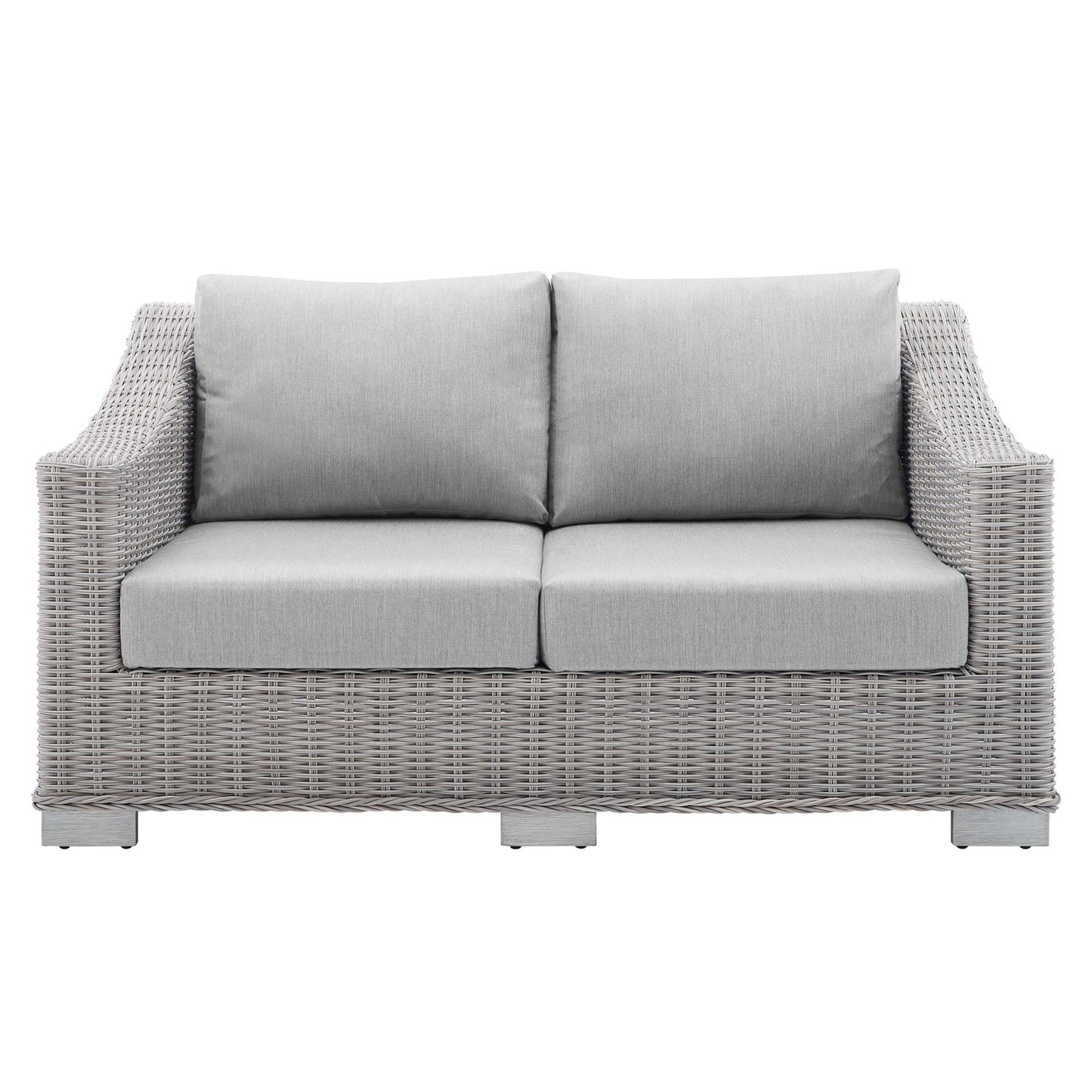 Conway Sunbrella Outdoor Patio Wicker Rattan Loveseat in Light Gray Gray by Modway (3973)