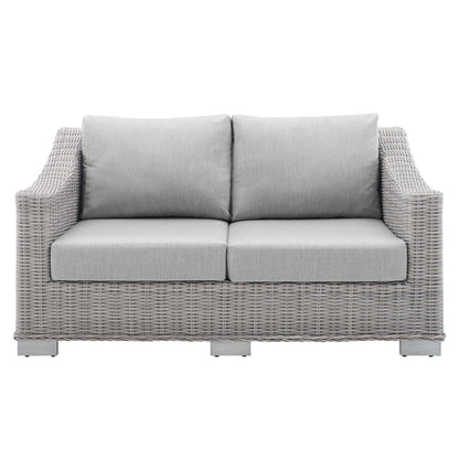 Conway Sunbrella Outdoor Patio Wicker Rattan Loveseat in Light Gray Gray by Modway (3973)