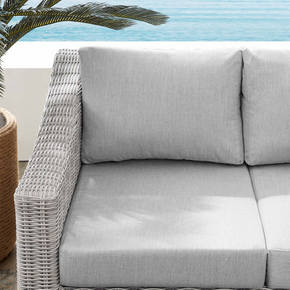 Conway Sunbrella Outdoor Patio Wicker Rattan Loveseat in Light Gray Gray by Modway (3973)