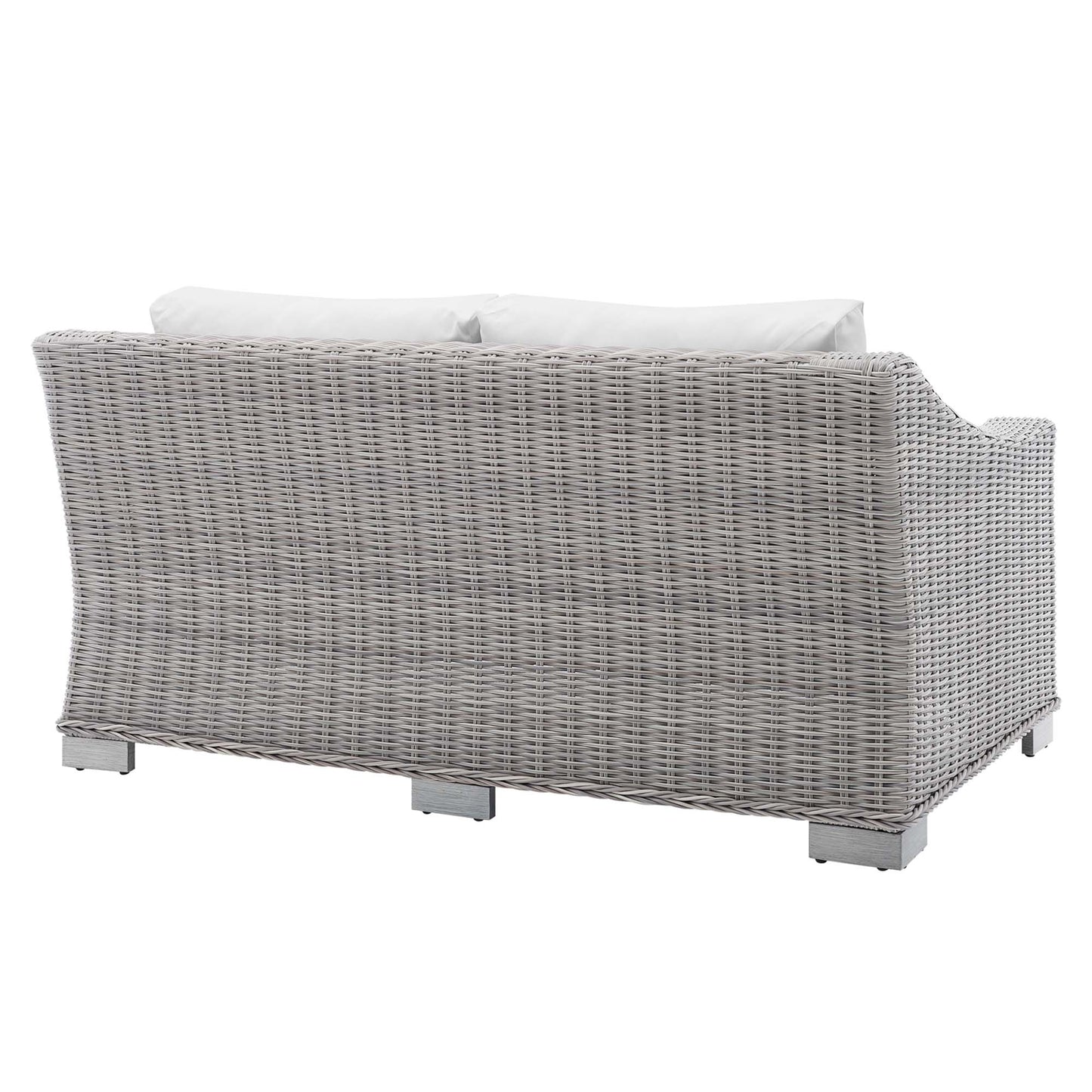 Conway Sunbrella Outdoor Patio Wicker Rattan Loveseat in Light Gray White by Modway (3973)