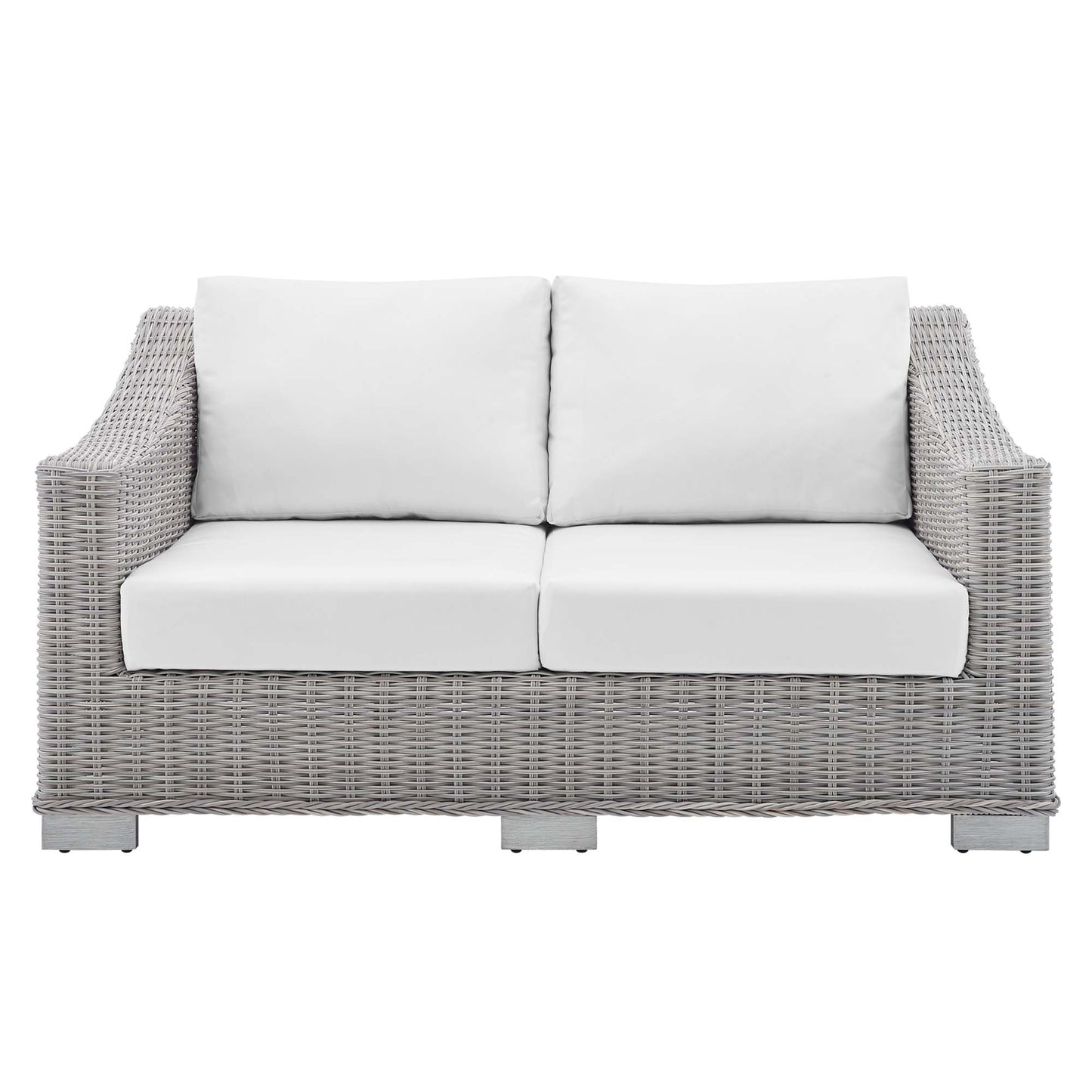 Conway Sunbrella Outdoor Patio Wicker Rattan Loveseat in Light Gray White by Modway (3973)