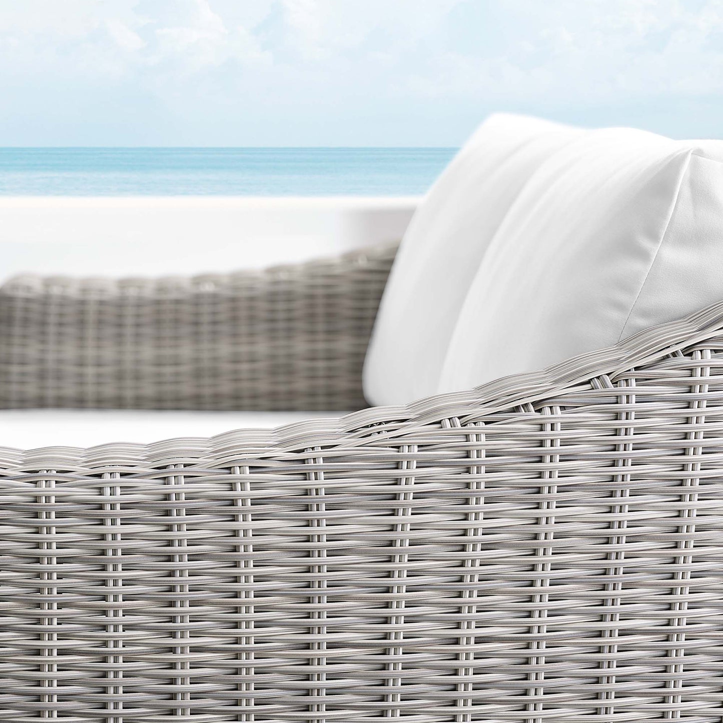 Conway Sunbrella Outdoor Patio Wicker Rattan Loveseat in Light Gray White by Modway (3973)