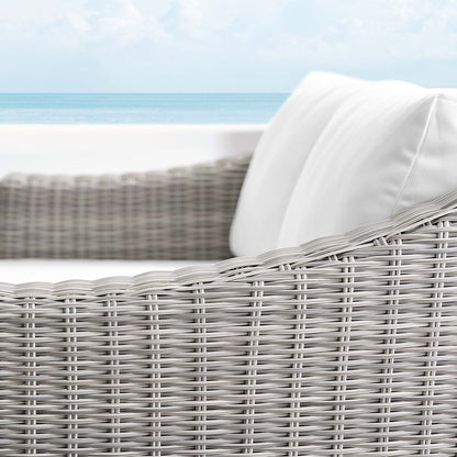 Conway Sunbrella Outdoor Patio Wicker Rattan Loveseat in Light Gray White by Modway (3973)