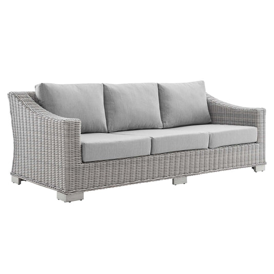 Conway Sunbrella Outdoor Patio Wicker Rattan Sofa in Light Gray Gray by Modway (3974)