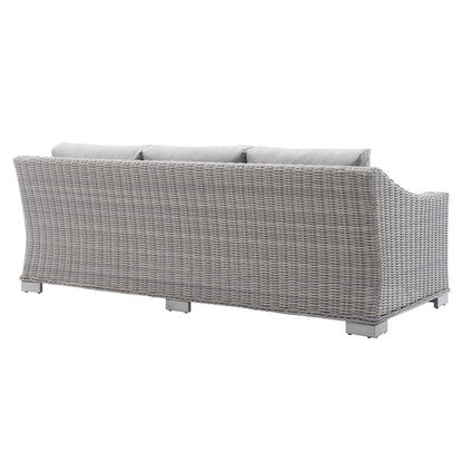 Conway Sunbrella Outdoor Patio Wicker Rattan Sofa in Light Gray Gray by Modway (3974)
