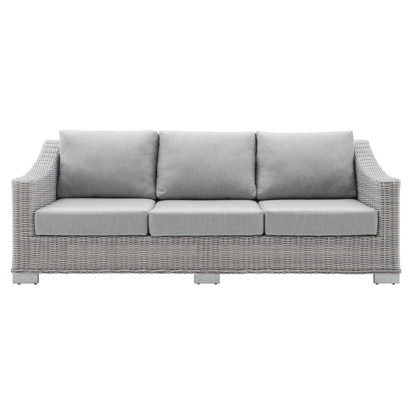 Conway Sunbrella Outdoor Patio Wicker Rattan Sofa in Light Gray Gray by Modway (3974)