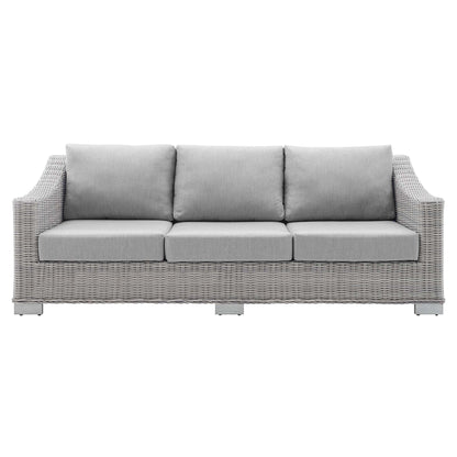 Conway Sunbrella Outdoor Patio Wicker Rattan Sofa in Light Gray Gray by Modway (3974)