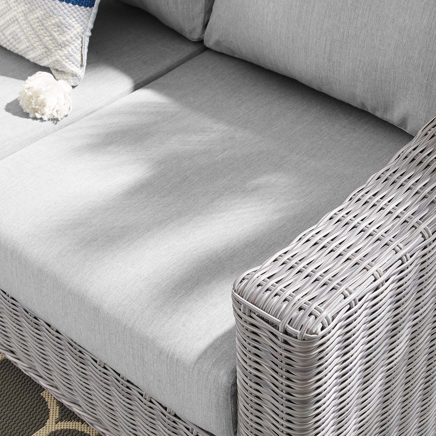 Conway Sunbrella Outdoor Patio Wicker Rattan Sofa in Light Gray Gray by Modway (3974)