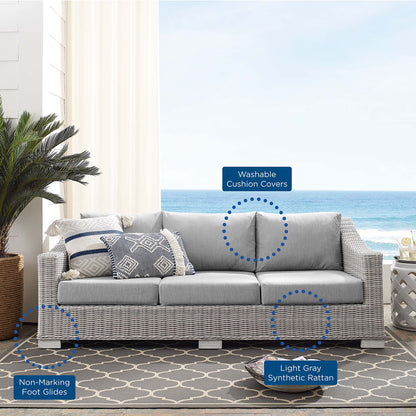 Conway Sunbrella Outdoor Patio Wicker Rattan Sofa in Light Gray Gray by Modway (3974)