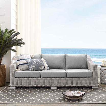 Conway Sunbrella Outdoor Patio Wicker Rattan Sofa in Light Gray Gray by Modway (3974)