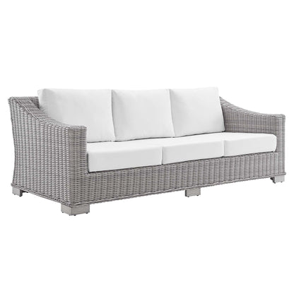 Conway Sunbrella Outdoor Patio Wicker Rattan Sofa in Light Gray White by Modway (3974)