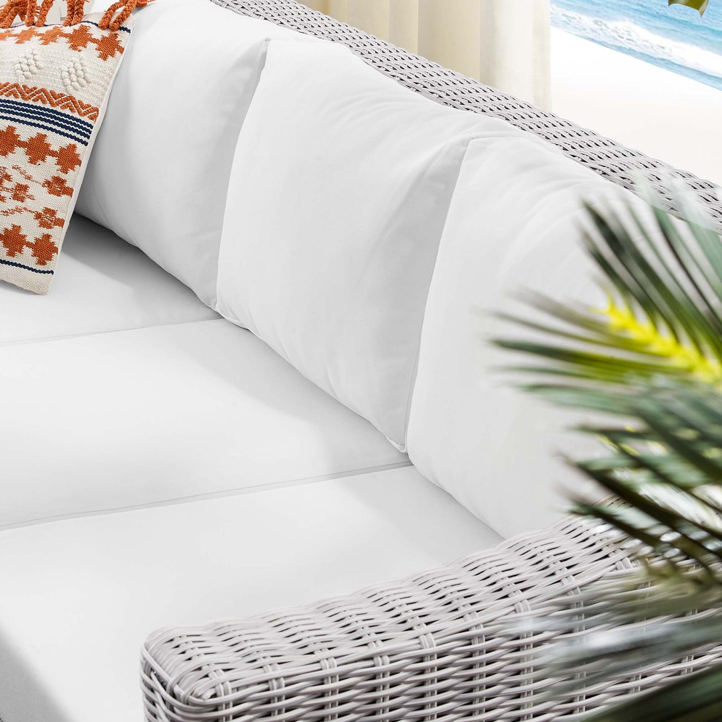 Conway Sunbrella Outdoor Patio Wicker Rattan Sofa in Light Gray White by Modway (3974)