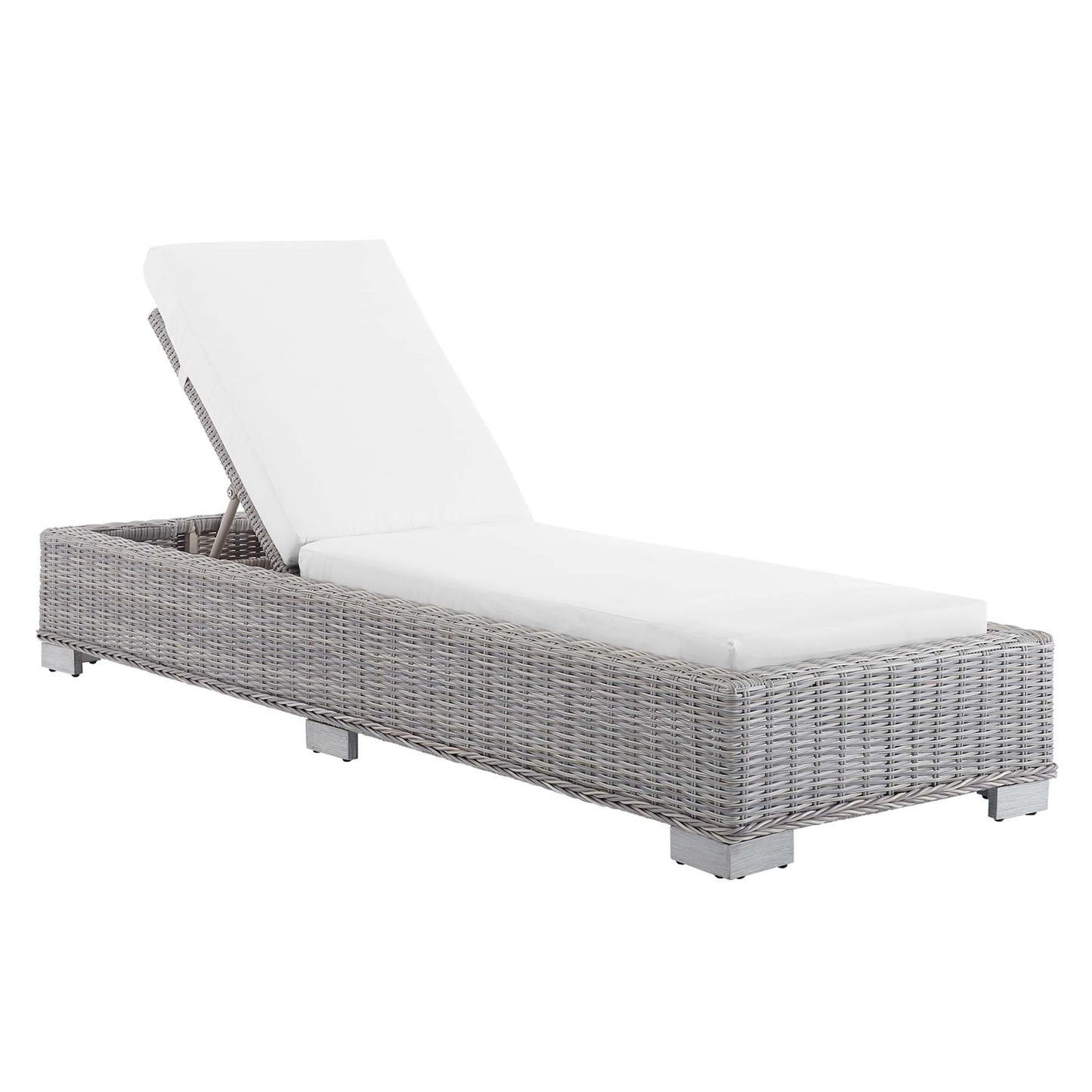 Conway Sunbrella Outdoor Patio Wicker Rattan Chaise Lounge in Light Gray White by Modway (3978)