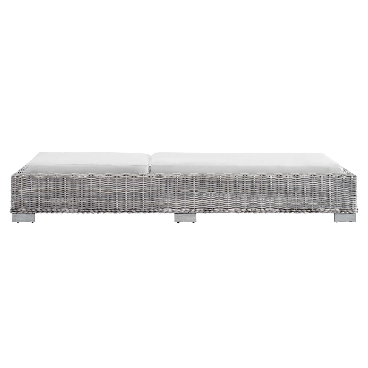 Conway Sunbrella Outdoor Patio Wicker Rattan Chaise Lounge in Light Gray White by Modway (3978)