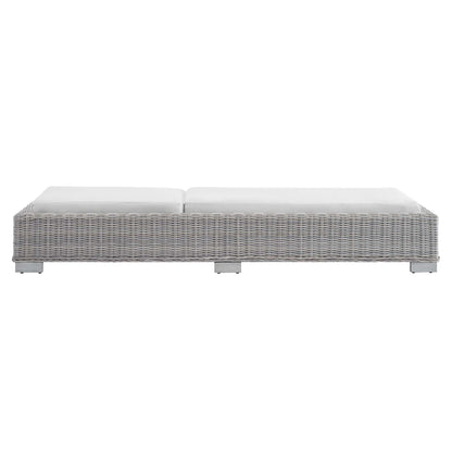 Conway Sunbrella Outdoor Patio Wicker Rattan Chaise Lounge in Light Gray White by Modway (3978)