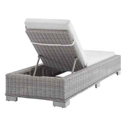 Conway Sunbrella Outdoor Patio Wicker Rattan Chaise Lounge in Light Gray White by Modway (3978)