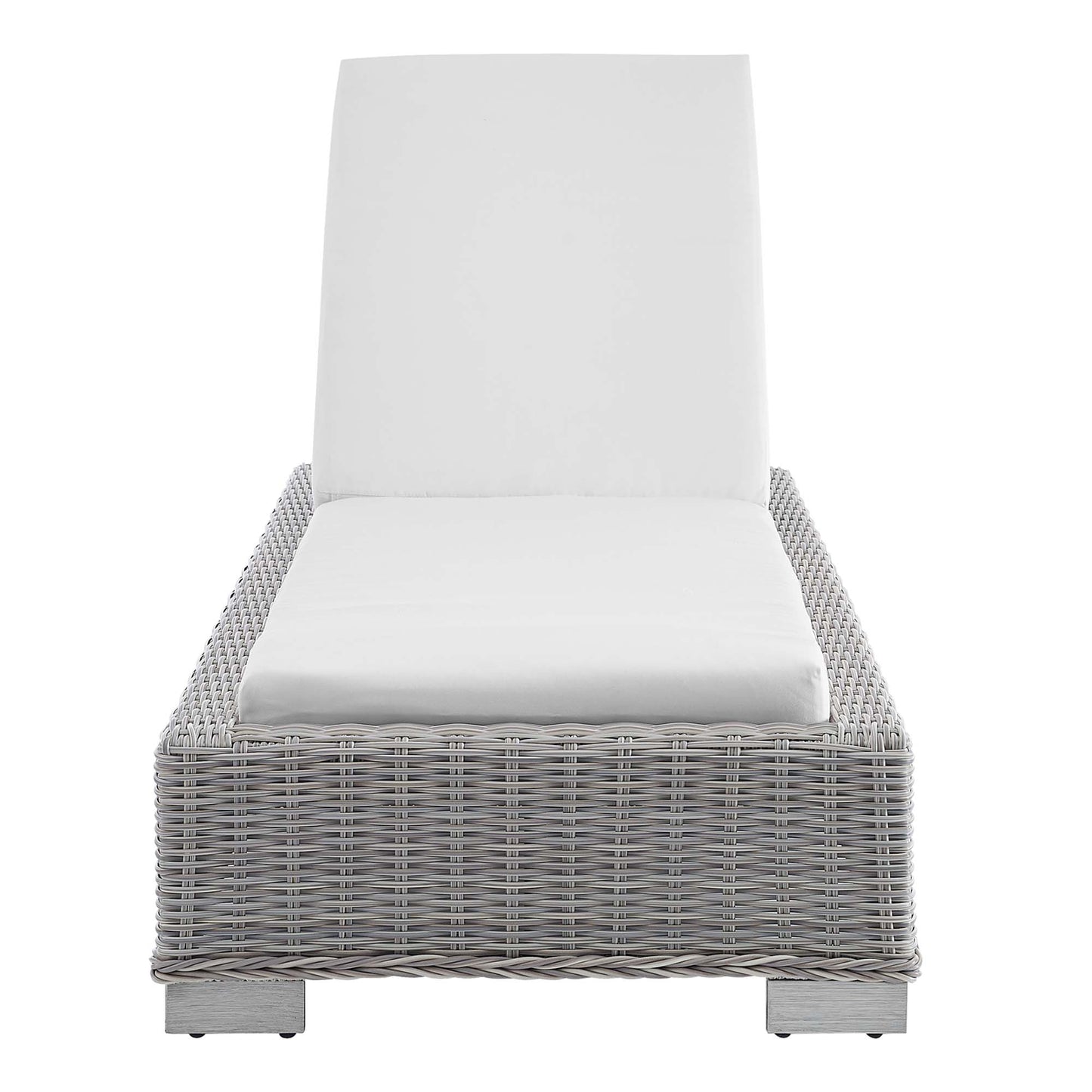Conway Sunbrella Outdoor Patio Wicker Rattan Chaise Lounge in Light Gray White by Modway (3978)