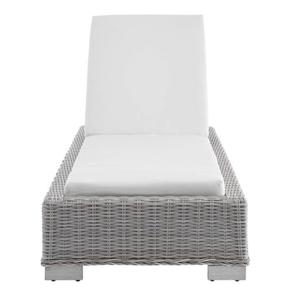 Conway Sunbrella Outdoor Patio Wicker Rattan Chaise Lounge in Light Gray White by Modway (3978)