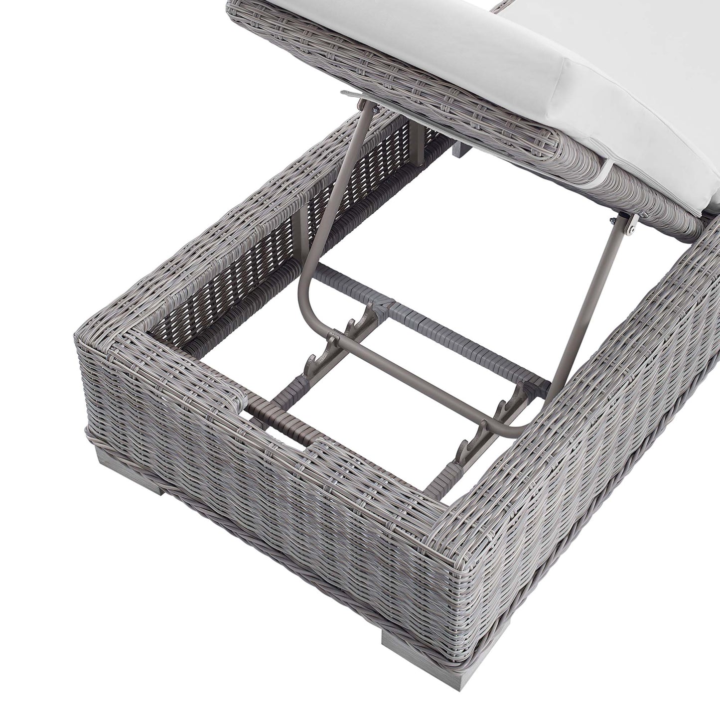 Conway Sunbrella Outdoor Patio Wicker Rattan Chaise Lounge in Light Gray White by Modway (3978)