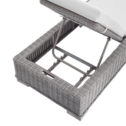 Conway Sunbrella Outdoor Patio Wicker Rattan Chaise Lounge in Light Gray White by Modway (3978)