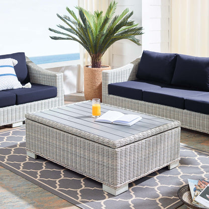 Conway 45" Outdoor Patio Wicker Rattan Coffee Table in Light Gray by Modway (3982)