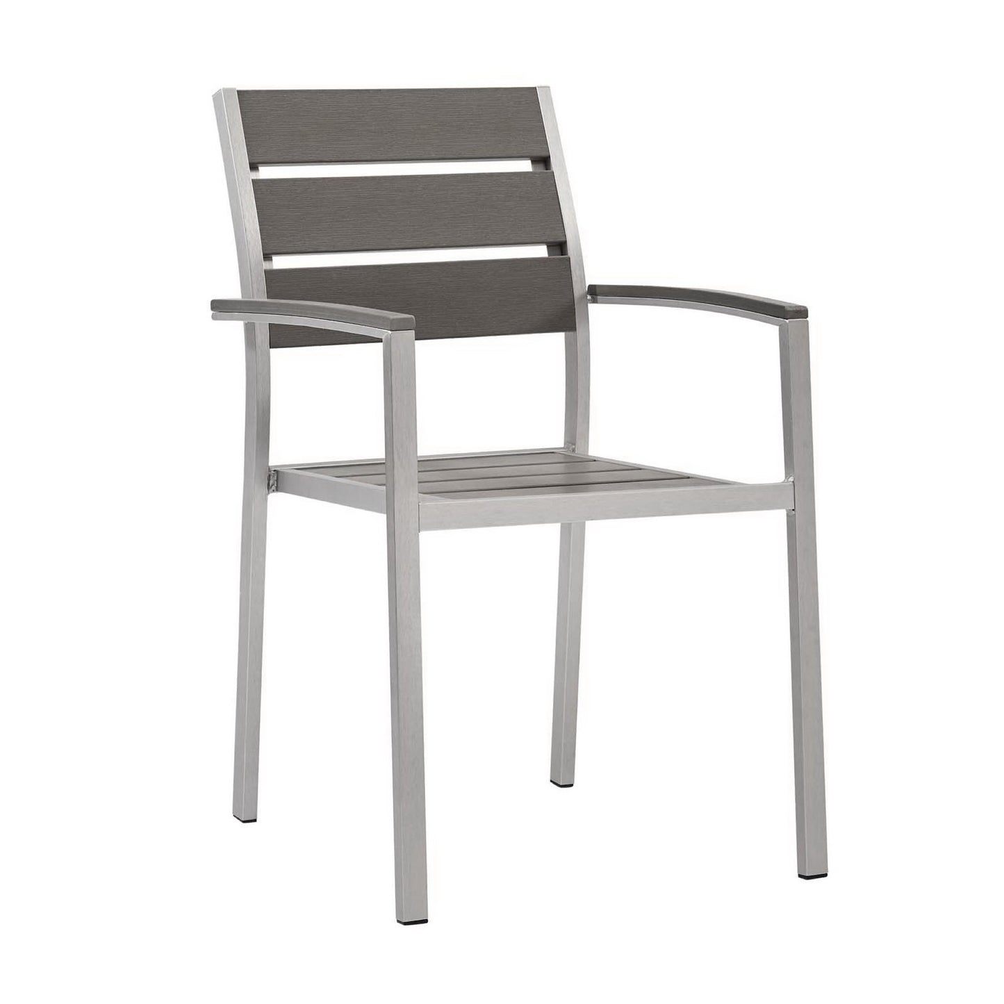 Shore Outdoor Patio Aluminum Dining Armchair Set of 2 in Silver Gray by Modway (4042)