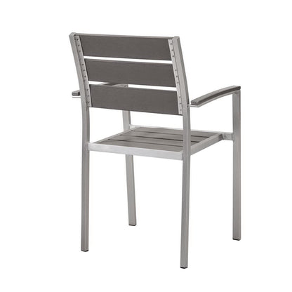 Shore Outdoor Patio Aluminum Dining Armchair Set of 2 in Silver Gray by Modway (4042)