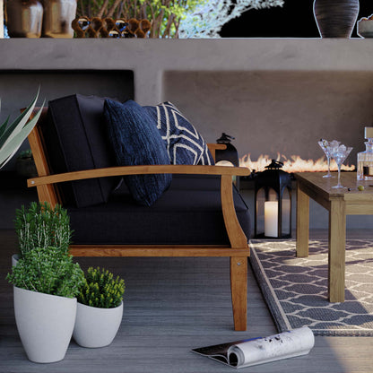 Marina Outdoor Patio Teak Sofa in Natural Navy by Modway (4176)