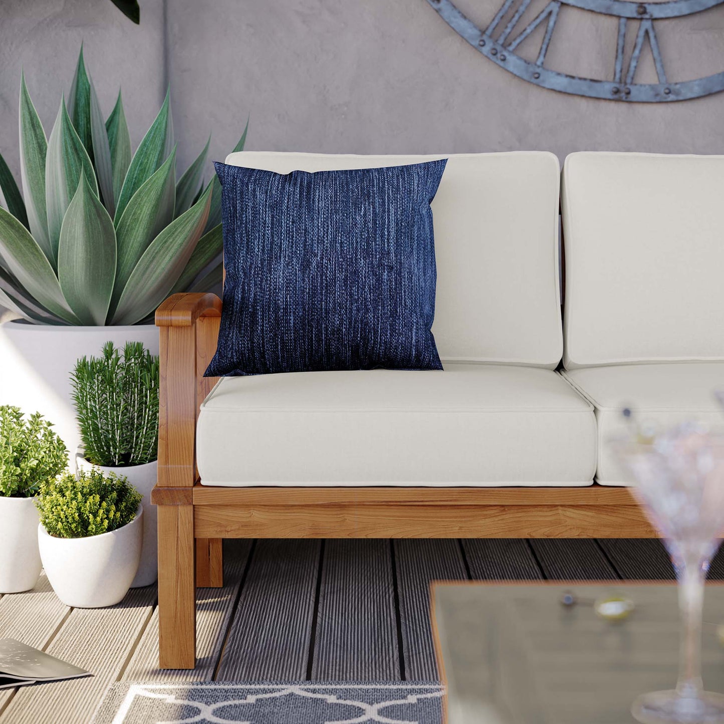 Marina Outdoor Patio Teak Sofa in Natural White by Modway (4176)