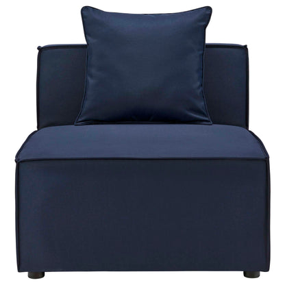 Saybrook Outdoor Patio Upholstered Sectional Sofa Armless Chair in Navy Blue by Modway (4209)