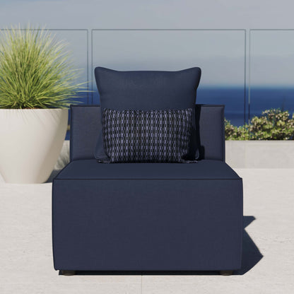 Saybrook Outdoor Patio Upholstered Sectional Sofa Armless Chair in Navy Blue by Modway (4209)