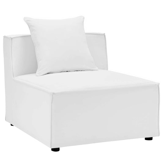 Saybrook Outdoor Patio Upholstered Sectional Sofa Armless Chair in White by Modway (4209)