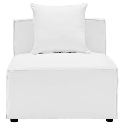 Saybrook Outdoor Patio Upholstered Sectional Sofa Armless Chair in White by Modway (4209)