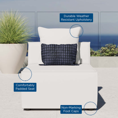 Saybrook Outdoor Patio Upholstered Sectional Sofa Armless Chair in White by Modway (4209)