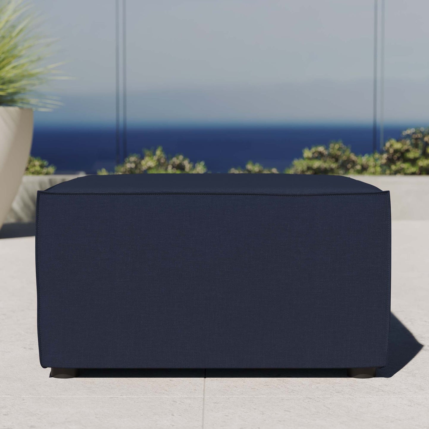 Saybrook Outdoor Patio Upholstered Sectional Sofa Ottoman in Navy by Modway (4211)