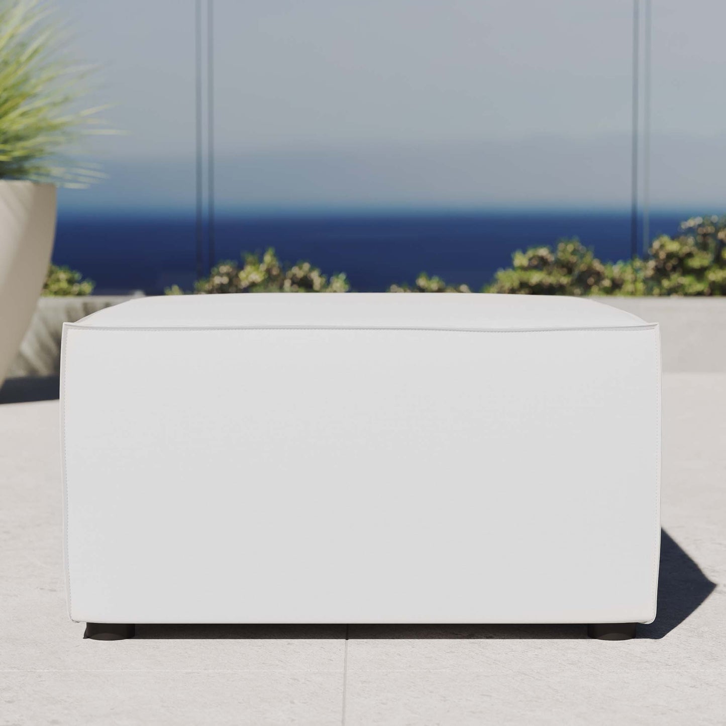 Saybrook Outdoor Patio Upholstered Sectional Sofa Ottoman in White by Modway (4211)